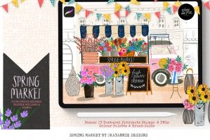 Spring Market Procreate Brushes and Stamps