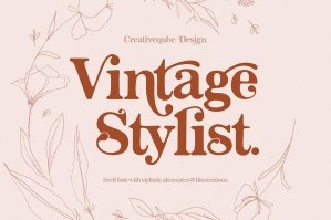 Vintage Stylist Font + Floral Illustrations