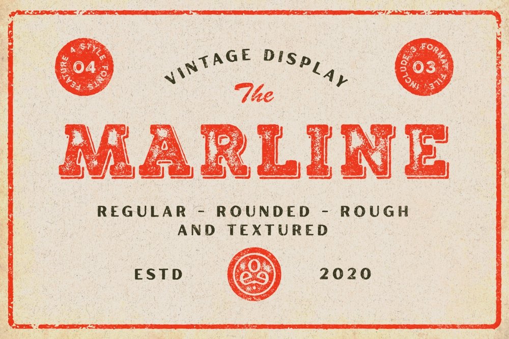 Marline - Vintage Texture Font - Design Cuts