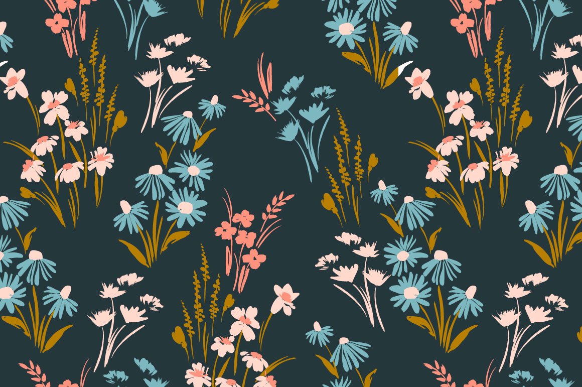 9 Floral Abstract Seamless Patterns - Design Cuts