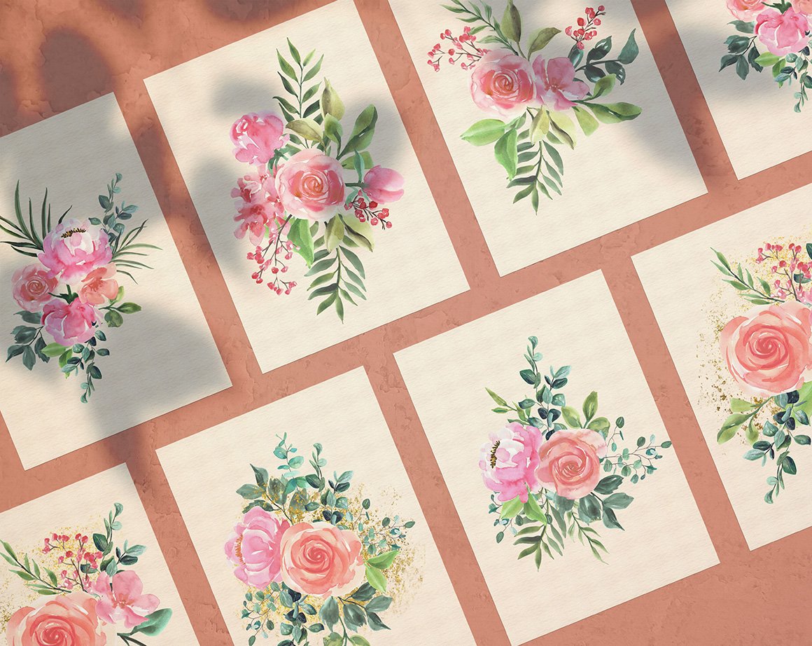 Blush Pink Floral Watercolor Collection
