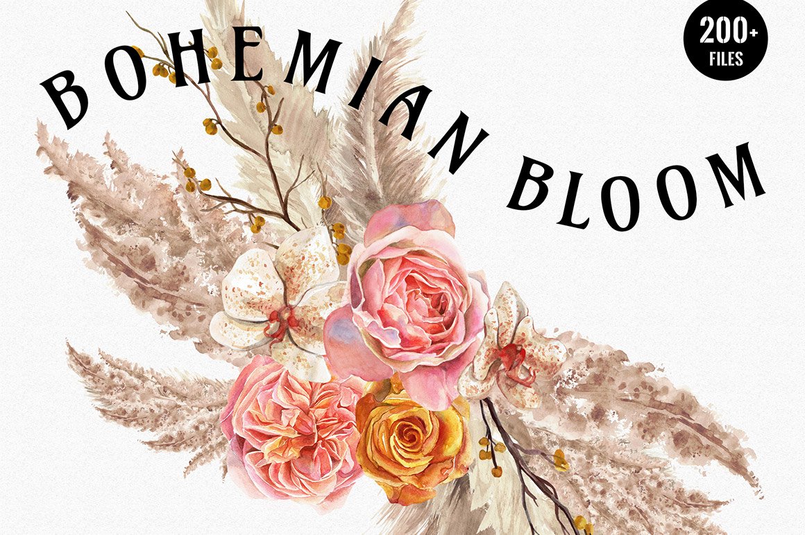 Bohemian Bloom - Watercolor Pampas Grass
