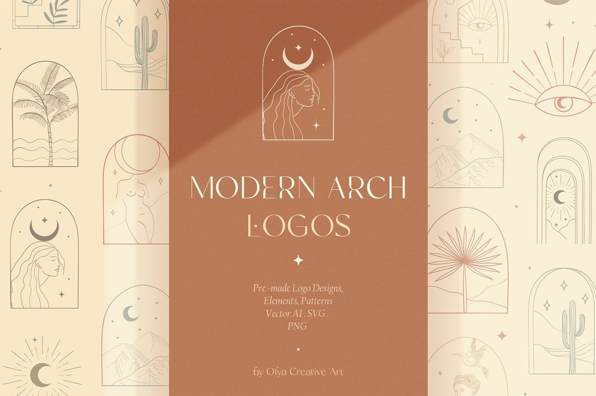 Bohemian Modern Arch Logo Designs, Elements
