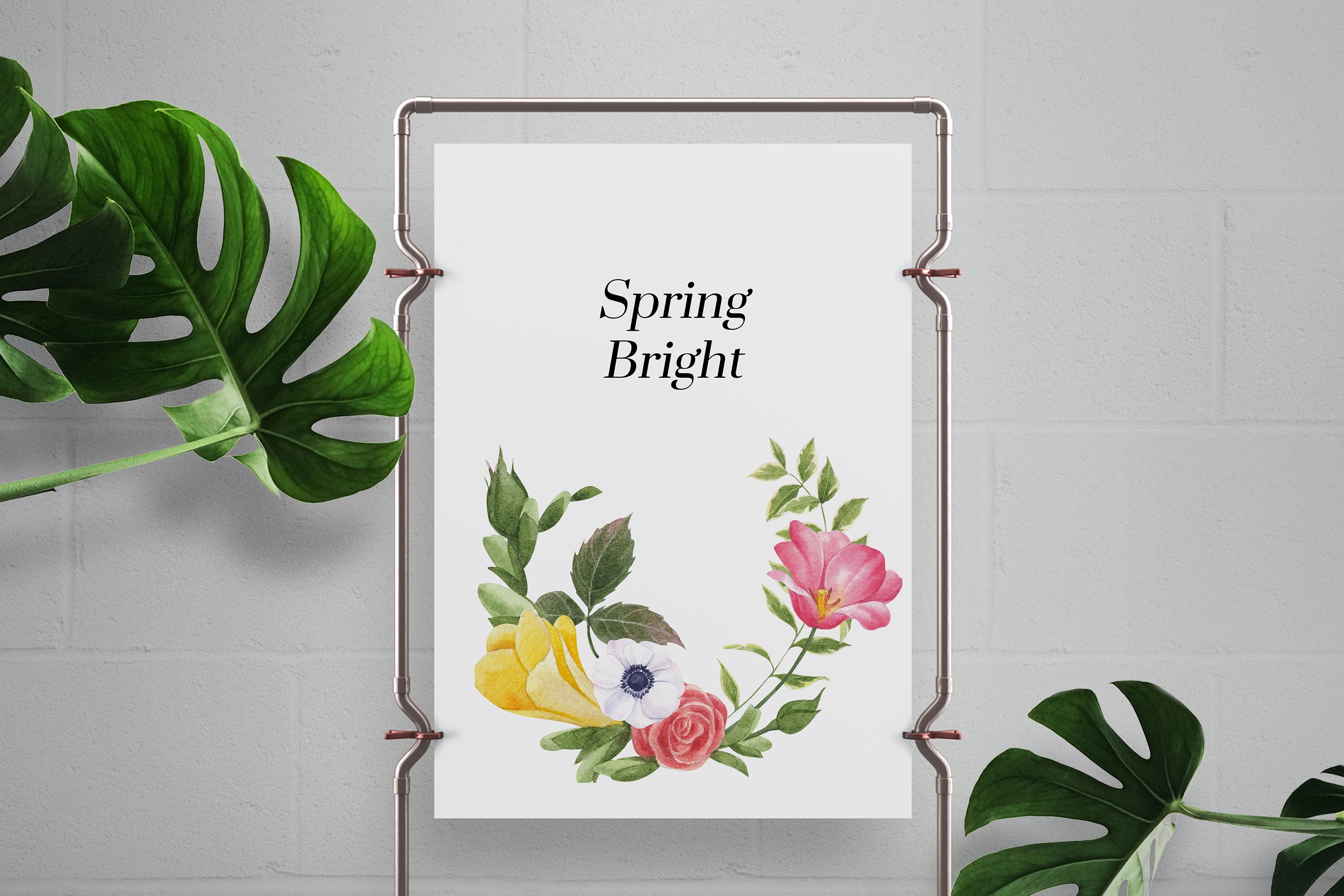 Brightly Coloured Spring Flower Watercolor