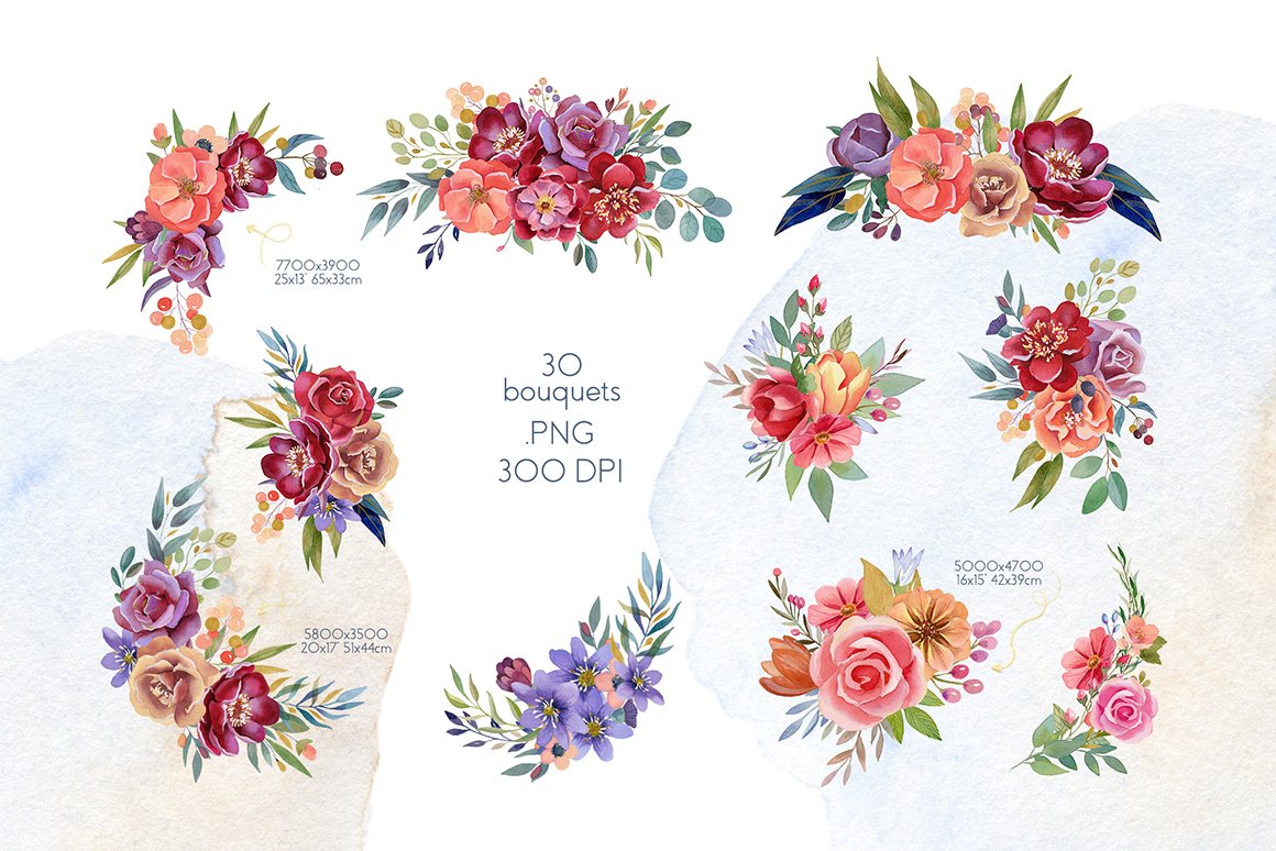 Flower Bouquets - Watercolor Collection