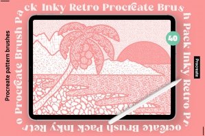 Inky Retro Procreate Pattern Brush Set