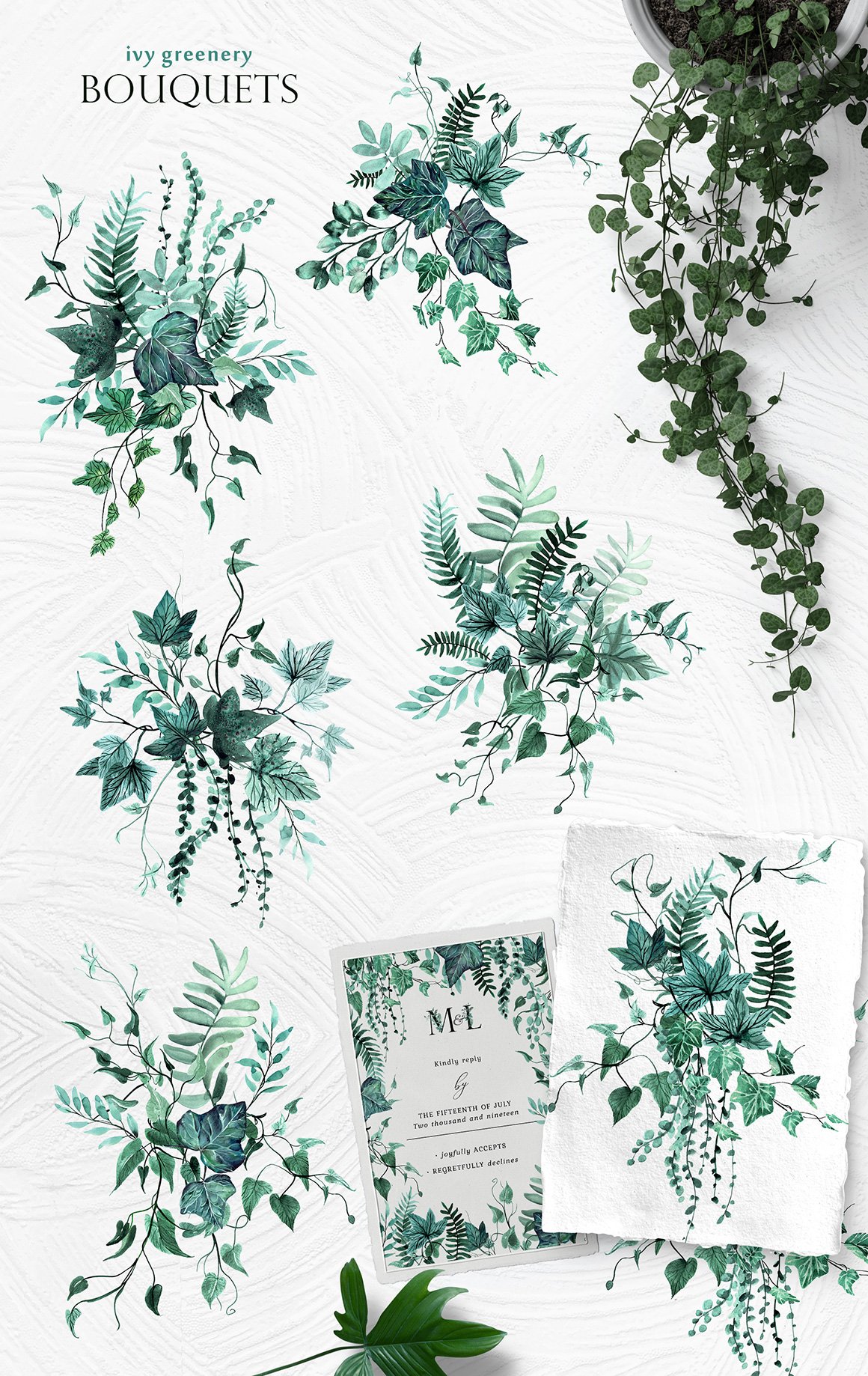 Ivy Greenery Watercolor Collection