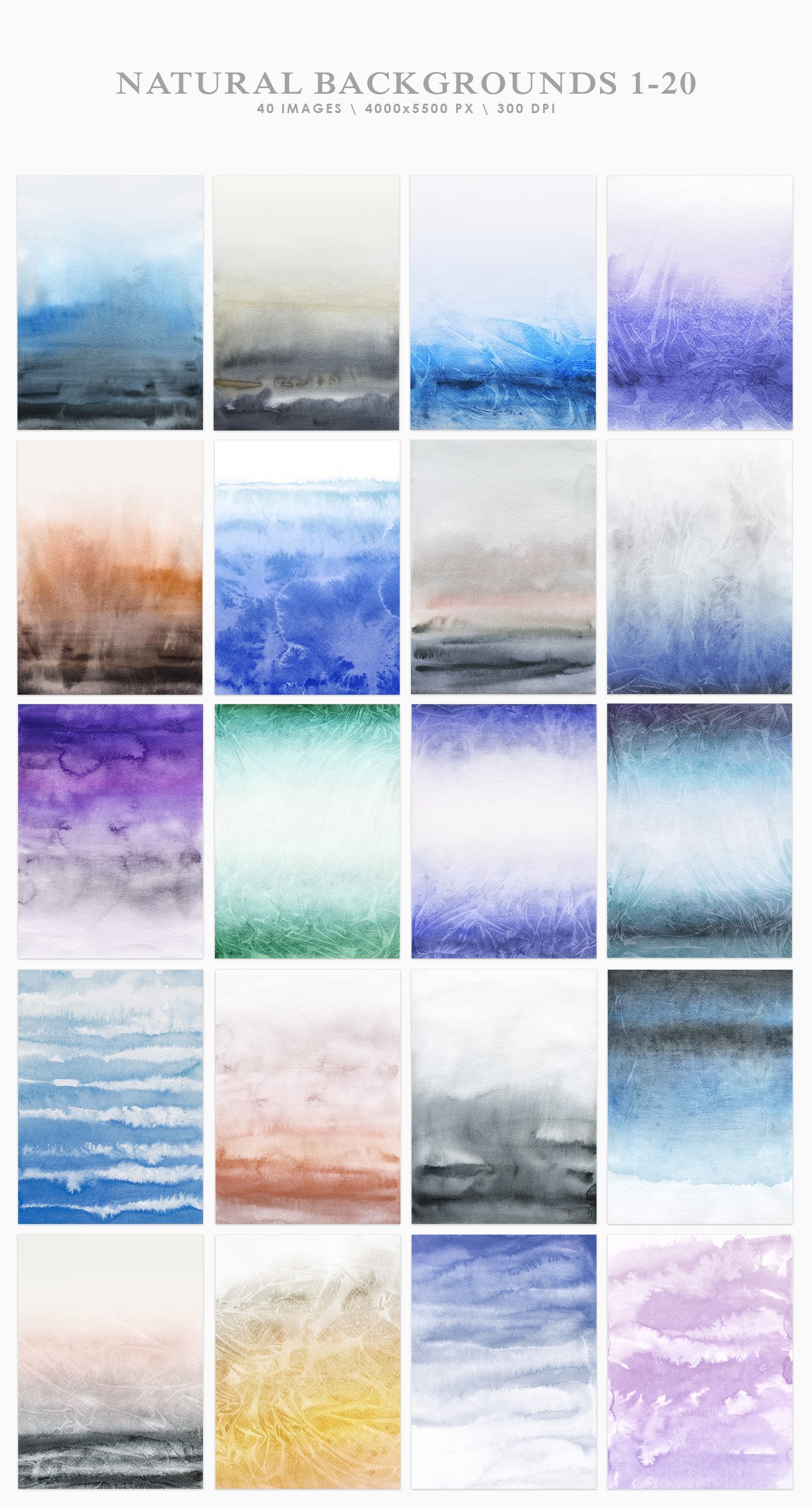 Natural Watercolor Ombre Backgrounds - Design Cuts