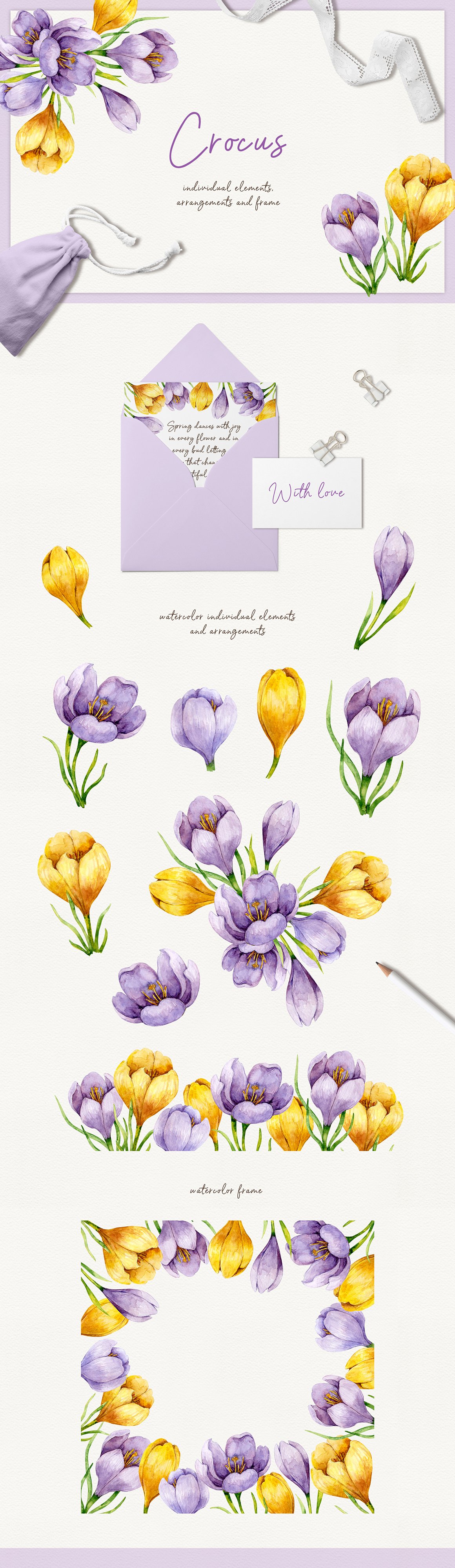Spring Flowers Watercolor Clipart