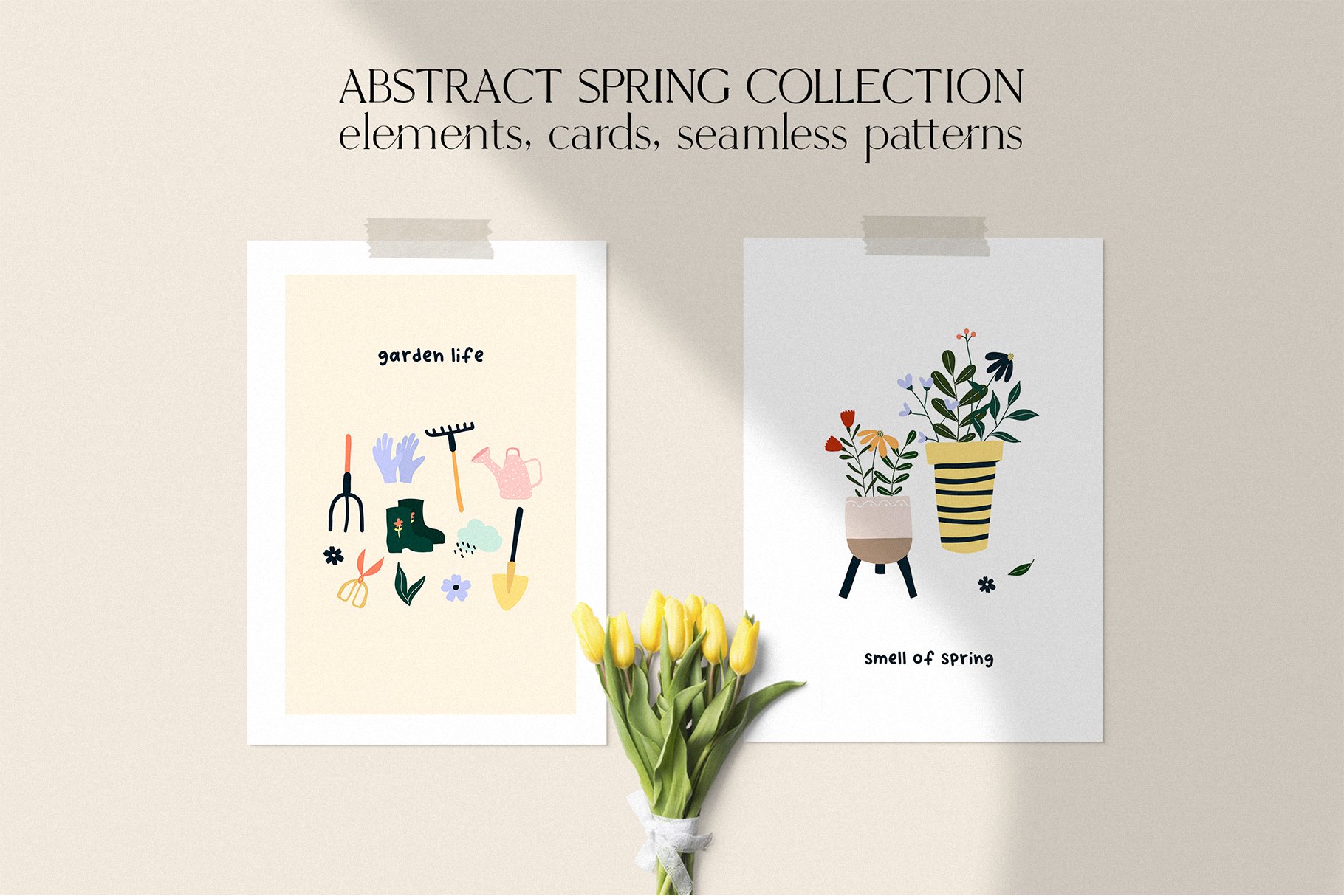 Spring Season Abstract Graphic Set