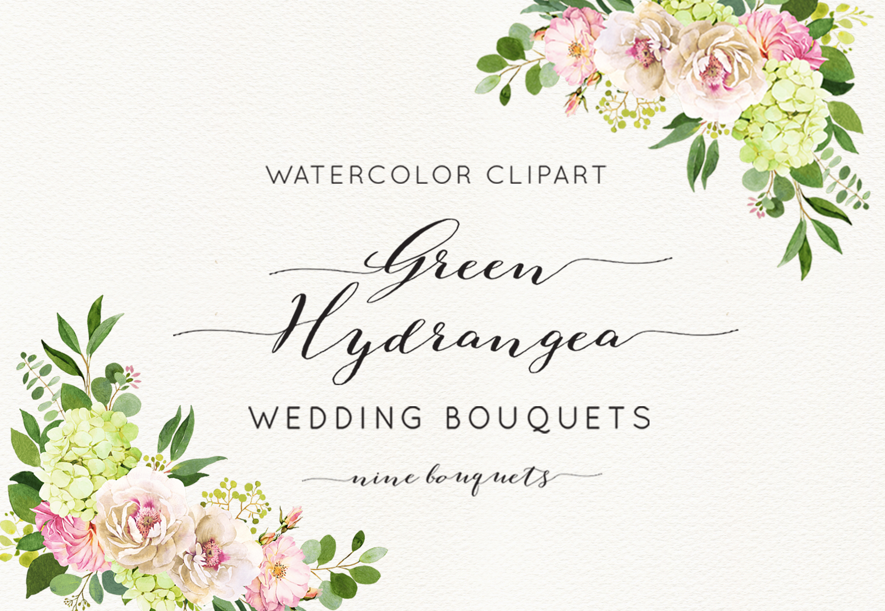Green Hydrangea Wedding Bouquets