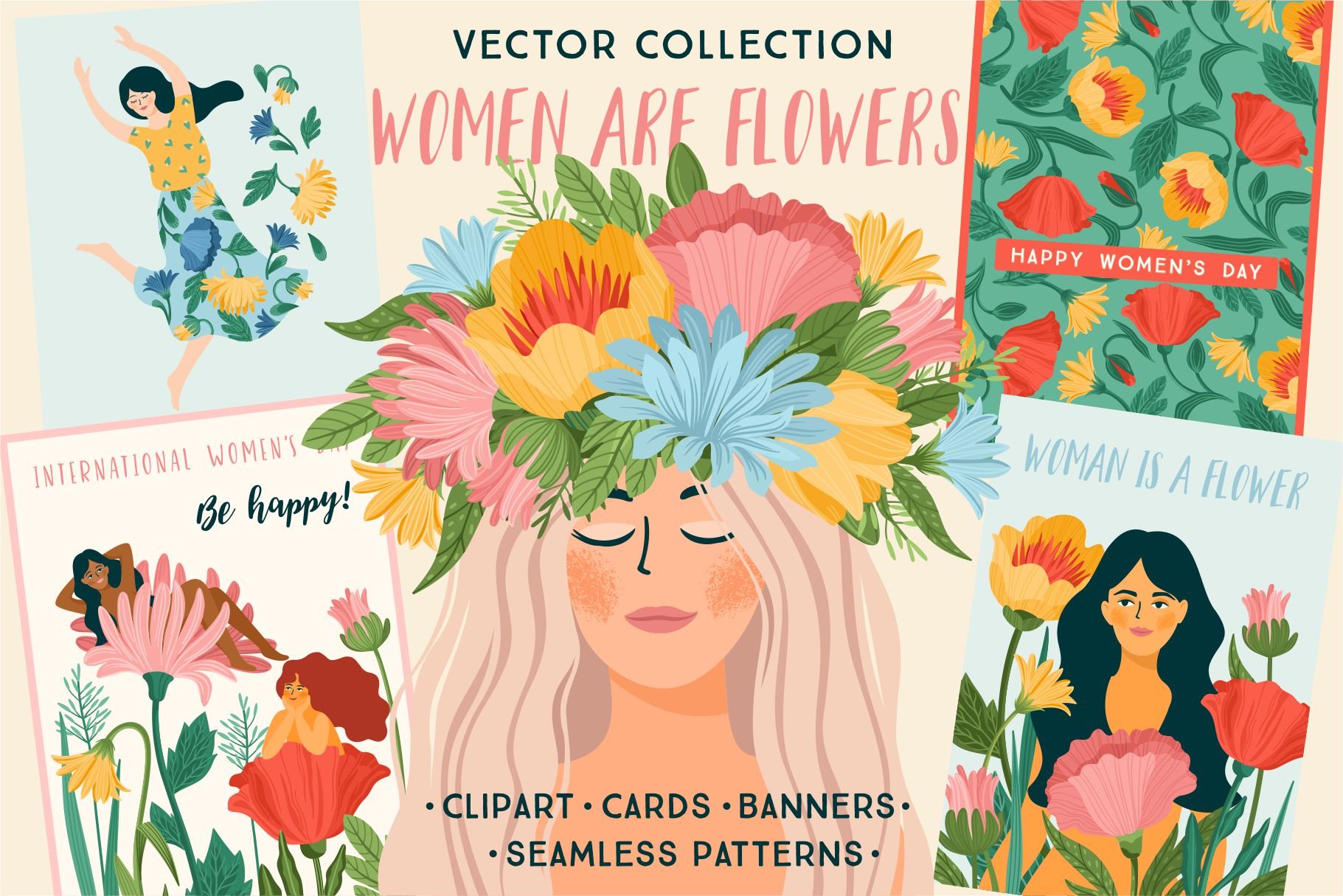 Women Are Flowers - Vector Collection - Design Cuts