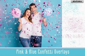 Pink and Blue Confetti Overlays