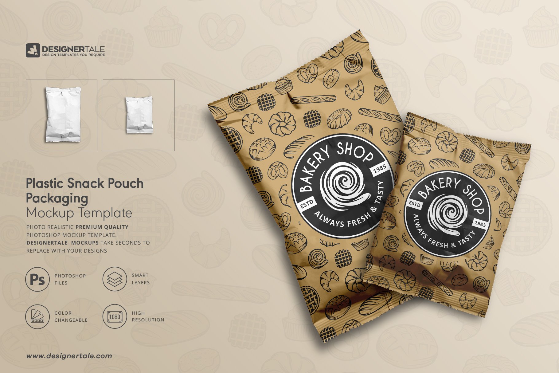 Plastic Snack Pouch Packaging Mockup