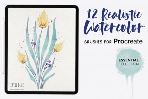 12 Realistic Watercolor Brushes for Procreate