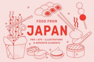 Japanese Food Vector Illustration Set