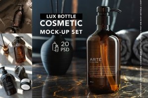 Cosmetic Dark Bottles Mock-Up Set
