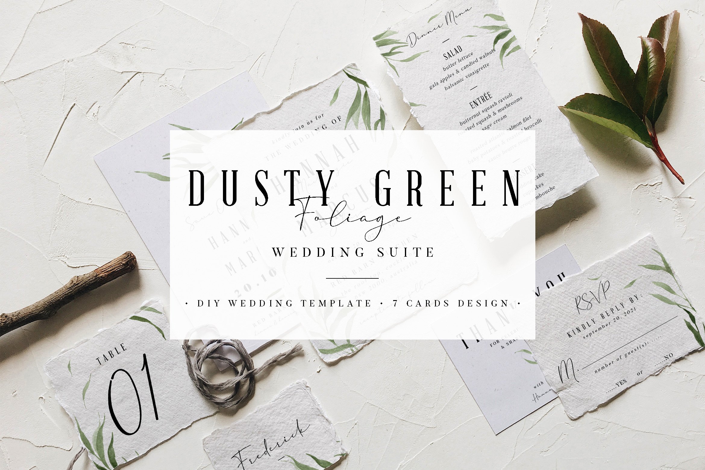 Dusty Green Foliage Wedding Suite