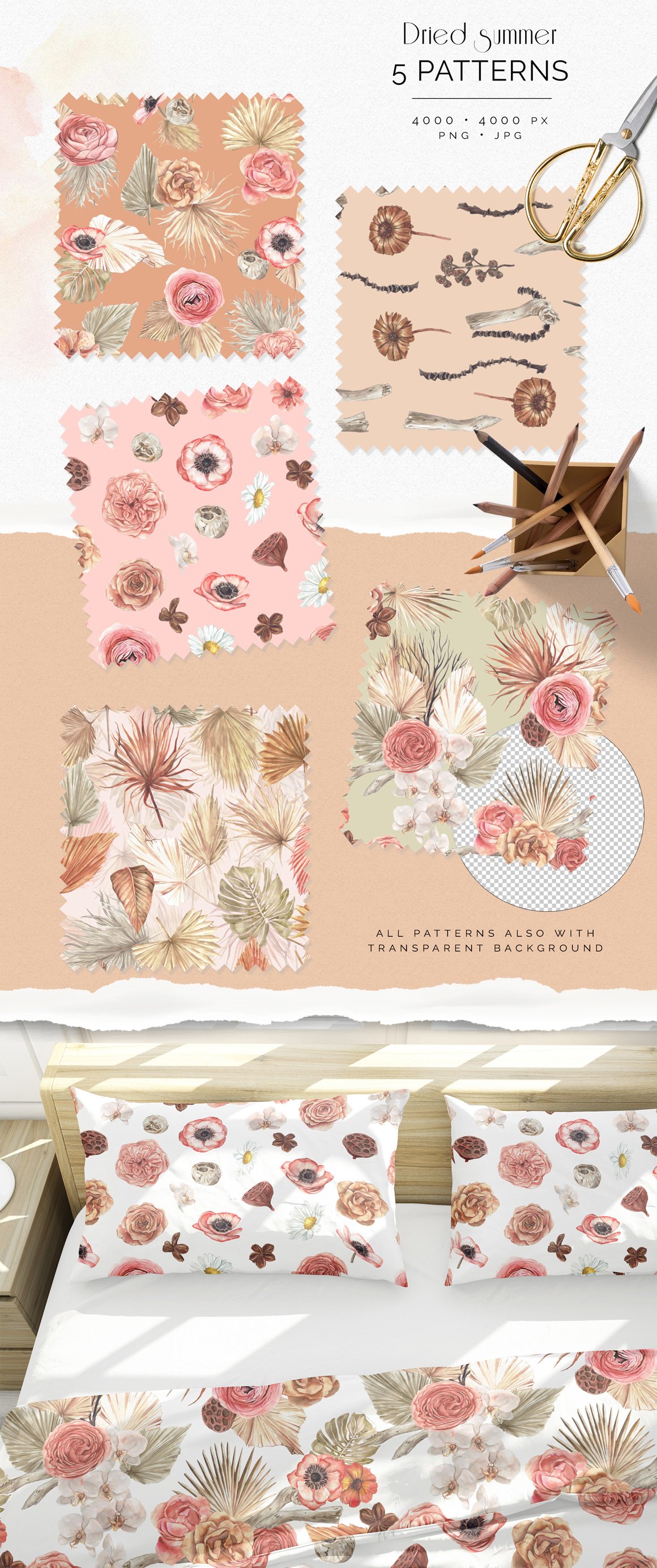 Dried Summer Bohemian Watercolor Collection