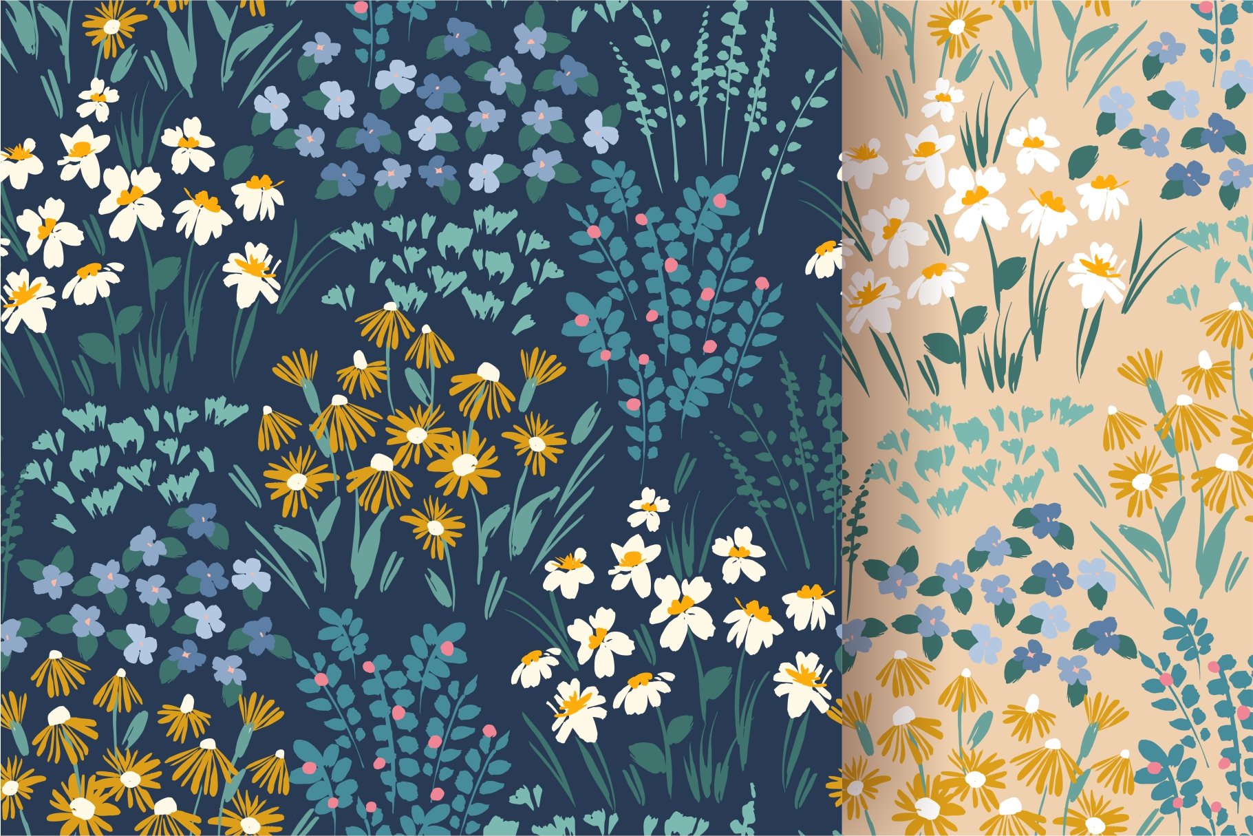 Flower Meadow - 8 Seamless Patterns