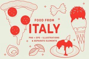 Italian Food Vector Illustration Set