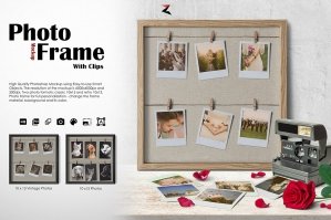 Photo Frame with Clips Mockup 6K