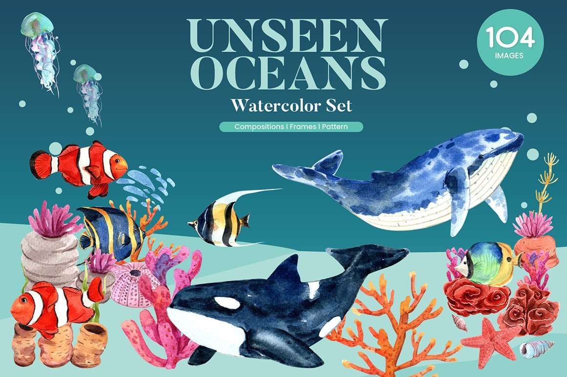 Unseen Oceans & Sealife Watercolor Set