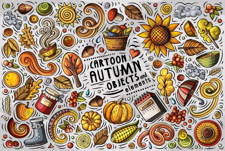 Autumn Cartoon Objects Set - Design Cuts
