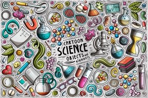 Science Cartoon Objects Set