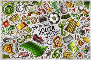 Football Cartoon Objects Set