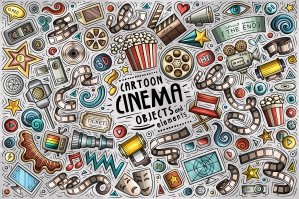 Cinema Cartoon Objects Set