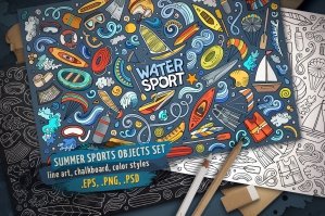 Water Sports Objects & Elements Set