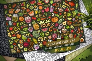 Vegan Food Objects & Elements Set