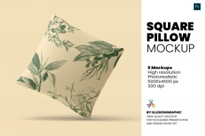 Square Pillow Mockup - 9 Views
