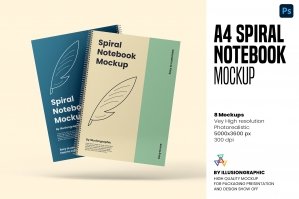 Spiral Notebook Mockup - A4 - 8 Views