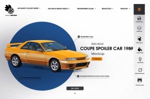 Coupe Spoiler Car 1989 Mockup