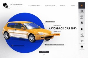 Hatchback Car 1991 Mockup