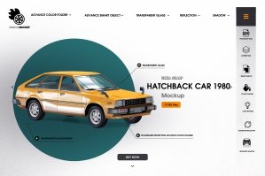 Hatchback Car 1980 Mockup