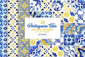 Portuguese Tiles Digital Papers