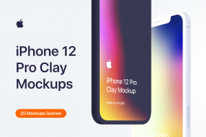 iPhone 12 Pro - 20 Clay Mockups Scenes - PSD