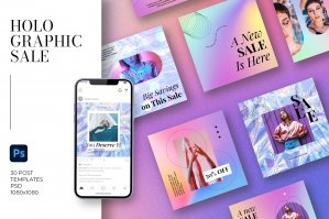 Holographic Sale Social Media Templates