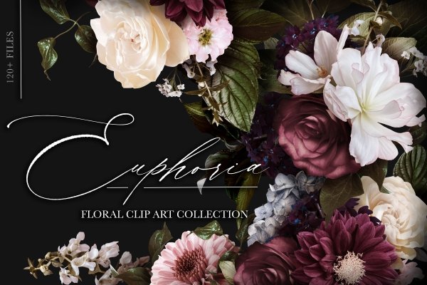 Tapestry Floral Clip Art Graphics Collection