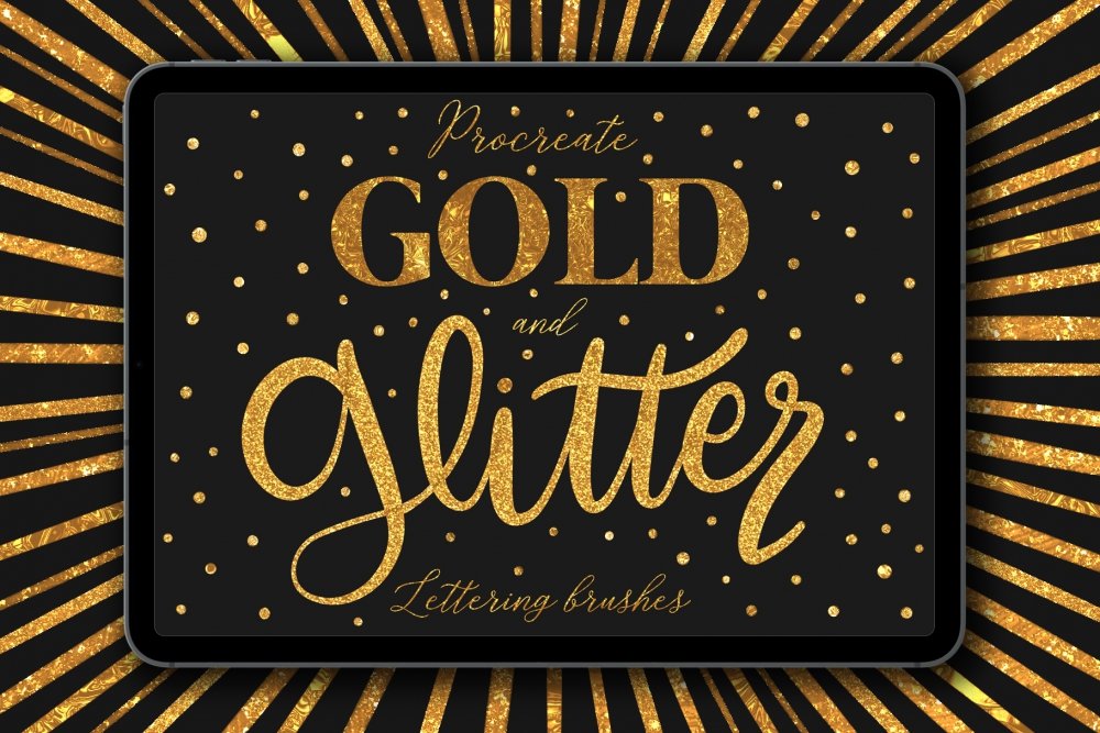 Gold and Glitter Lettering Brushes for Procreate