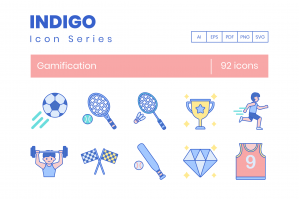 92 Gamification Icons - Indigo