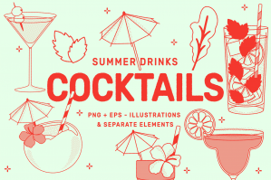 Summer Cocktails Vector Illustration