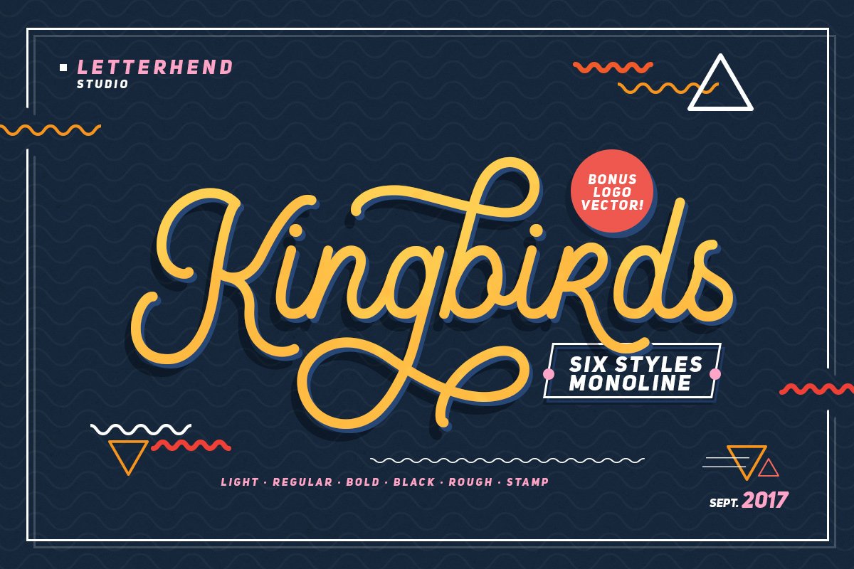 Kingbirds - 6 Styles Monoline Script