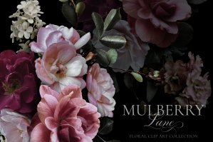 Mulberry Floral Clip Art Pattern Kit