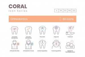 80 Orthodontics Icons - Coral Series