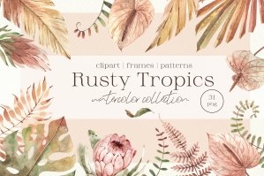 Rusty Tropics - Watercolor Clipart