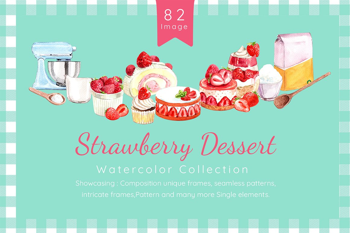 Strawberry Dessert - So Sweet Watercolor